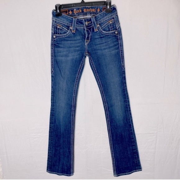 Rock Revival Stephanie Boot Med Wash Low Rise Boot Cut Jeans 26 - Picture 1 of 16